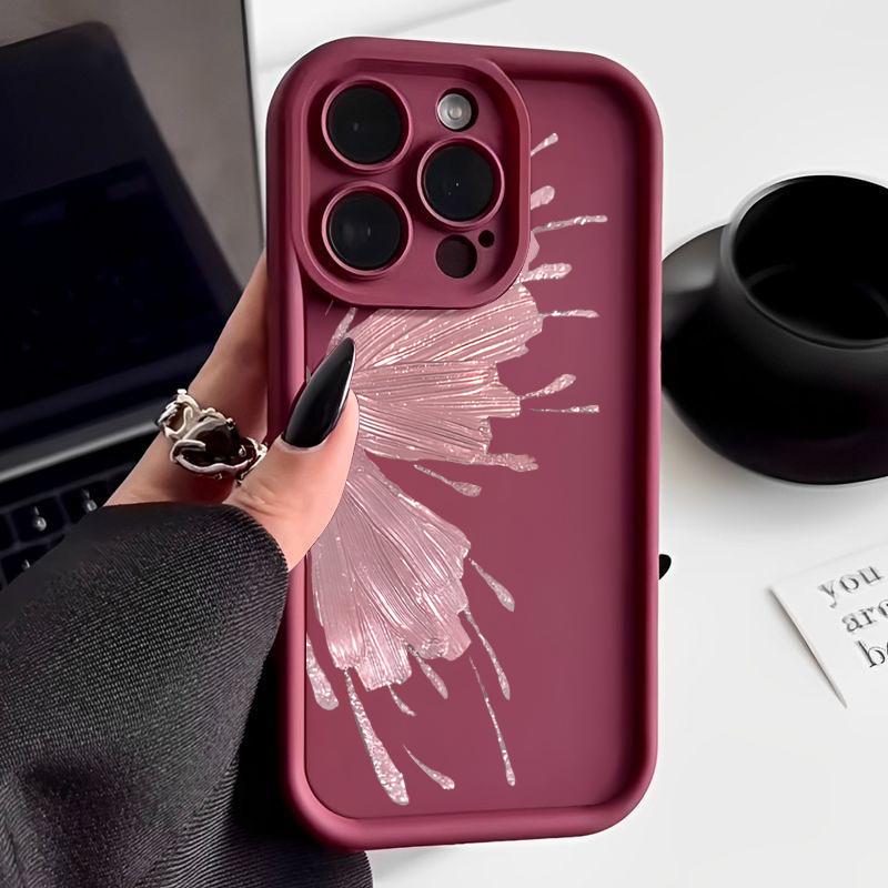 Gilded Butterfly Pattern Phone Case For iPhone 16 15 14 Pro Max 16 Plus 13 12 11 Pro XR X XS 8 7 Candy Color Soft Silicone Cover