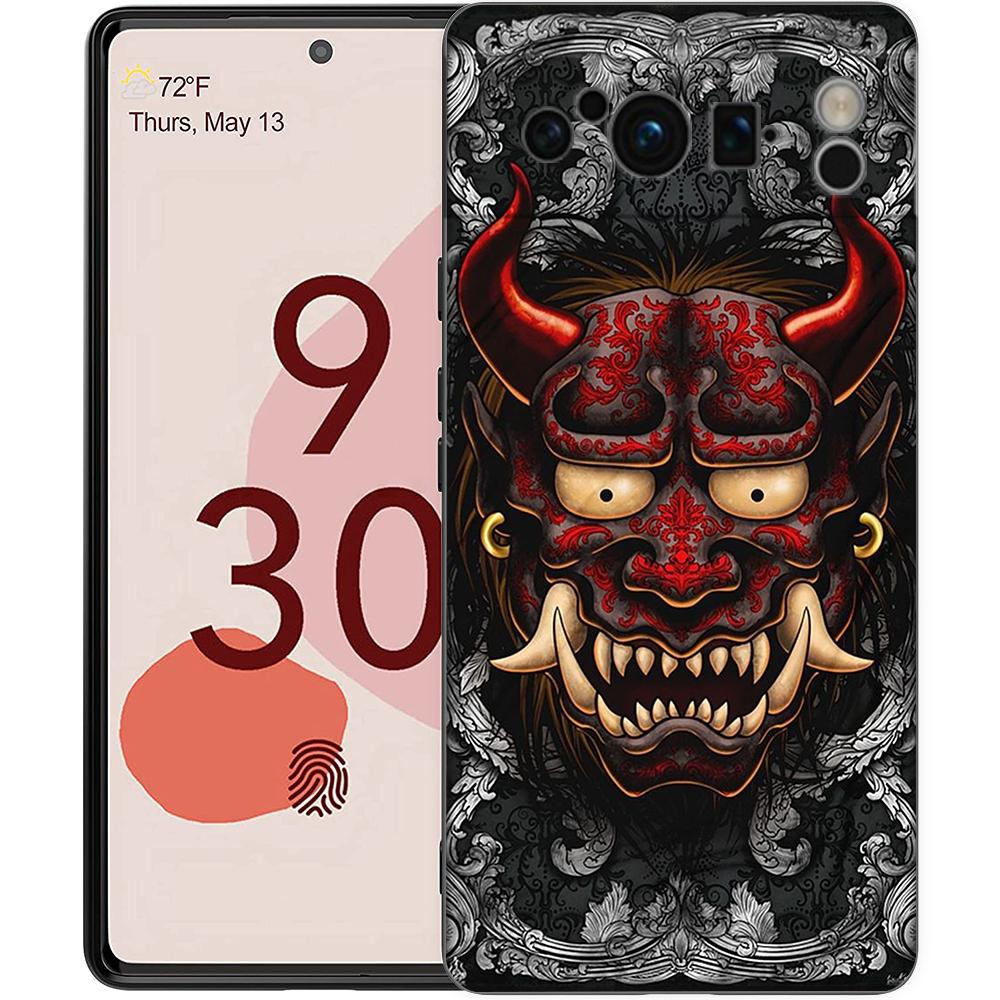 

Funny Samurai Oni Mask Phone Case For Google Pixel 8 A 7 6 Pro Soft TPU Shell For Pixel 6A Silicone Shockproof Black Cover Pixel 8