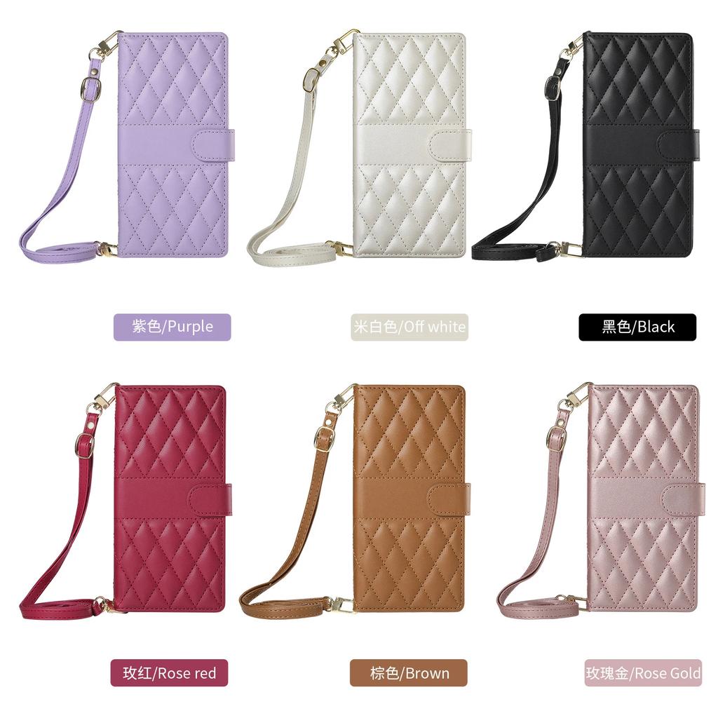 Crossbody Cards Solt Leather Wallet Case For Xiaomi POCO X7Pro X7 Pro X6 F7 F6 5G Grid Long Lanyard Book Flip Kickstand Cover