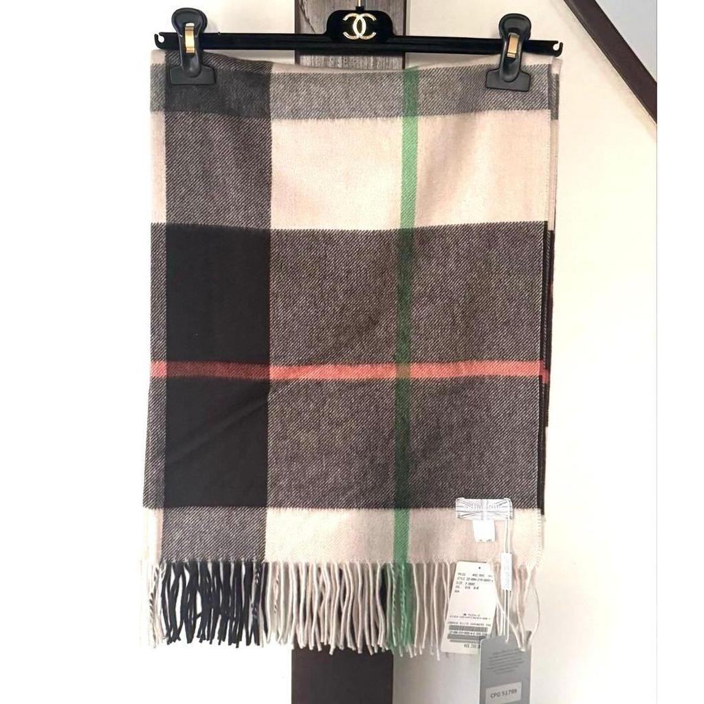 Used Spick&Span Purchase, Joshua Ellis Cashmere Stole, Brown Check