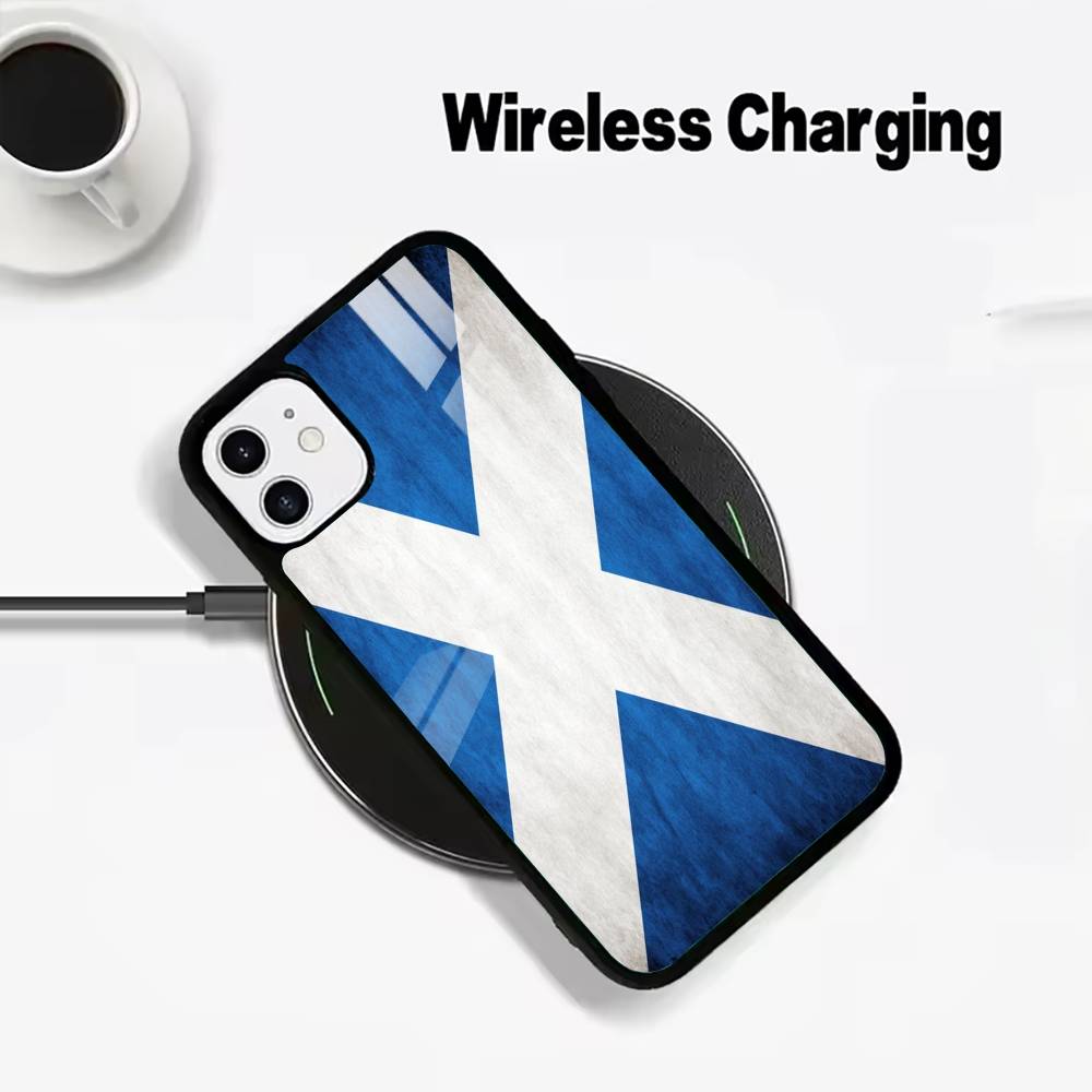 

S-Scotland Scottish Flag Wireless charging phone case compatible with iPhone 17/16/15/14/13/12/11 iPhone11Pro