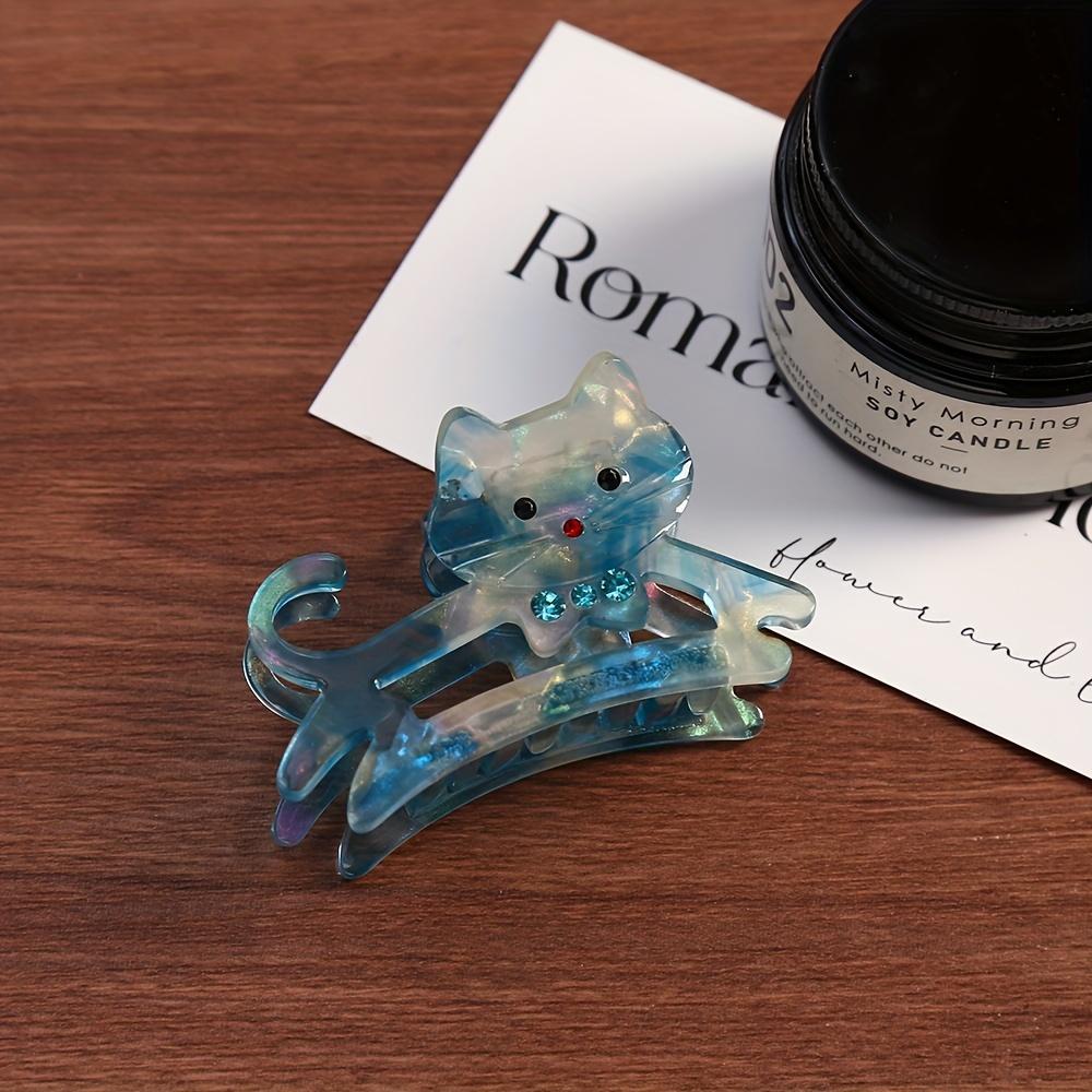 

Claw Clip, Acetate Board Inlaid with Diamonds, Fashionable Cartoon Cat Claw Clip, Half Up Clip for The Back of The Head, Shark Clip for Styling.