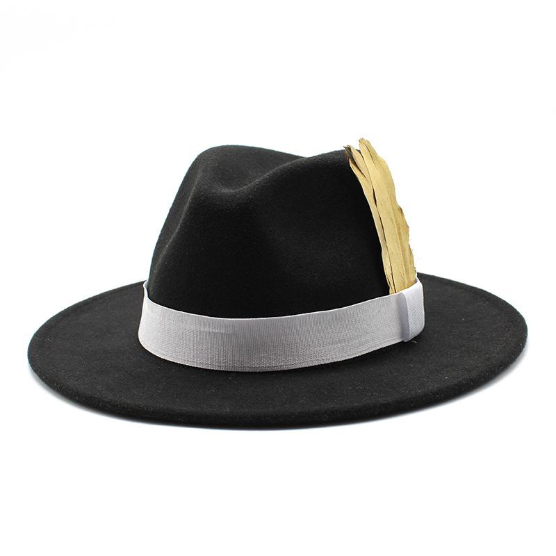 Men'S And Women'S Big Eaves Hat Tweed Jazz Hat British Top Hat