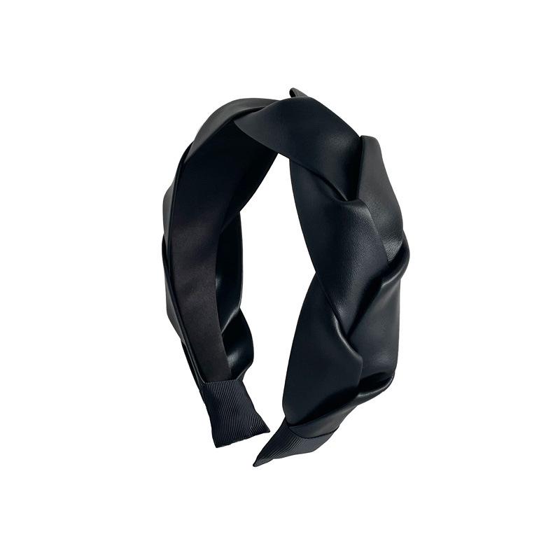 Luxury French Leather Braided Headband for Enhanced Height, Retro, Simple Design Hairpin