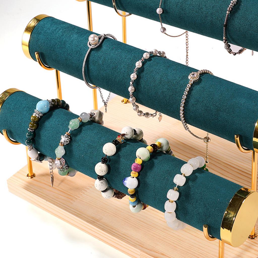 Detachable Tiered Jewelry Rack Wood Base Stand for Showcasing Bracelets and Bangles Wrist Accessories Storage Organizer