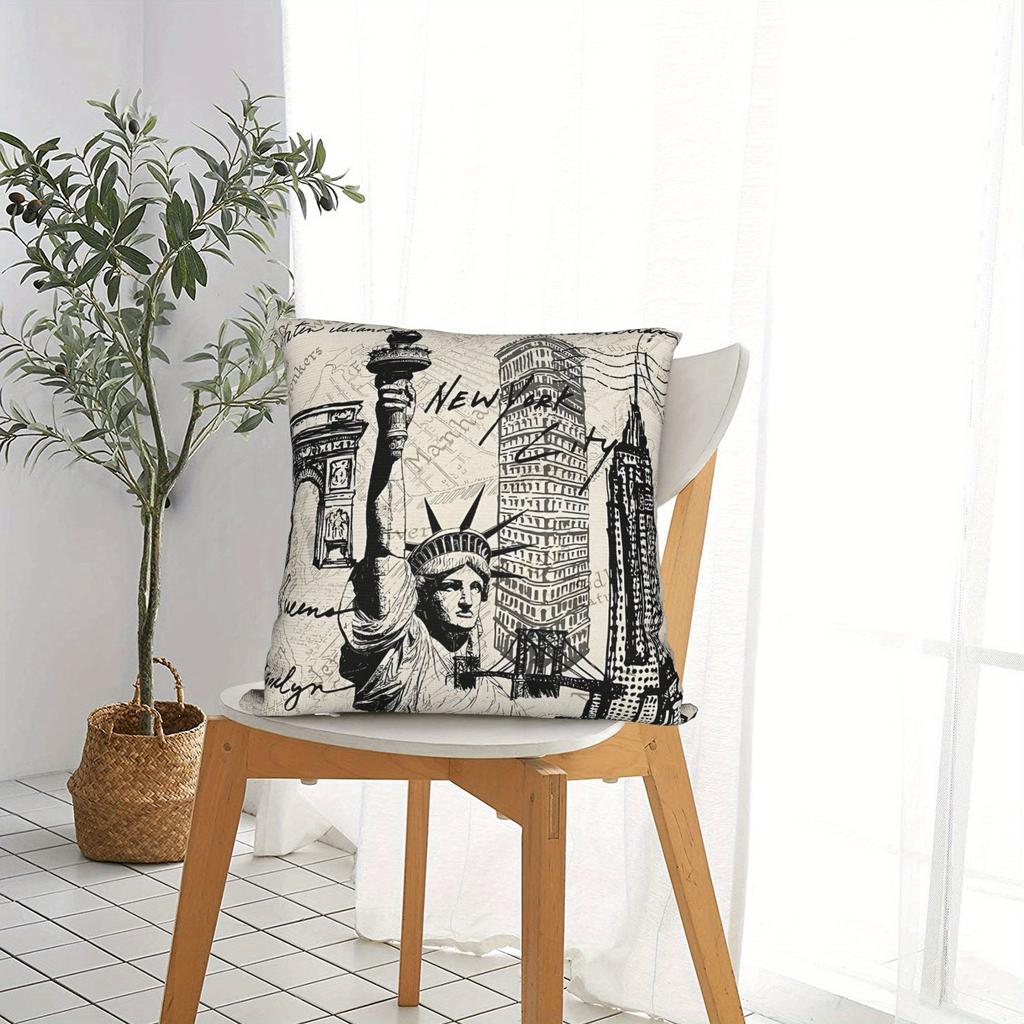 Retro 1980er Jahre New York Bedruckter Dekokissenbezug Reiseaccessoire Für Schlafzimmer Innen Heimdekoration