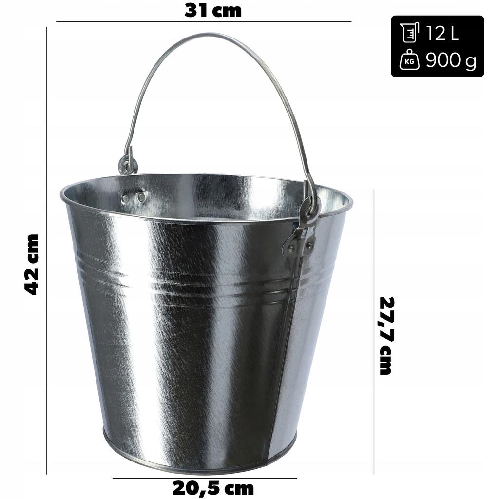 KADAX Wiadro Wiaderko Ogrodowe Ocynkowane metalowe 12 L