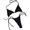 Black Bikini Strappy Three-point Swimsuit Sexy Split Low-rise Thong for Women