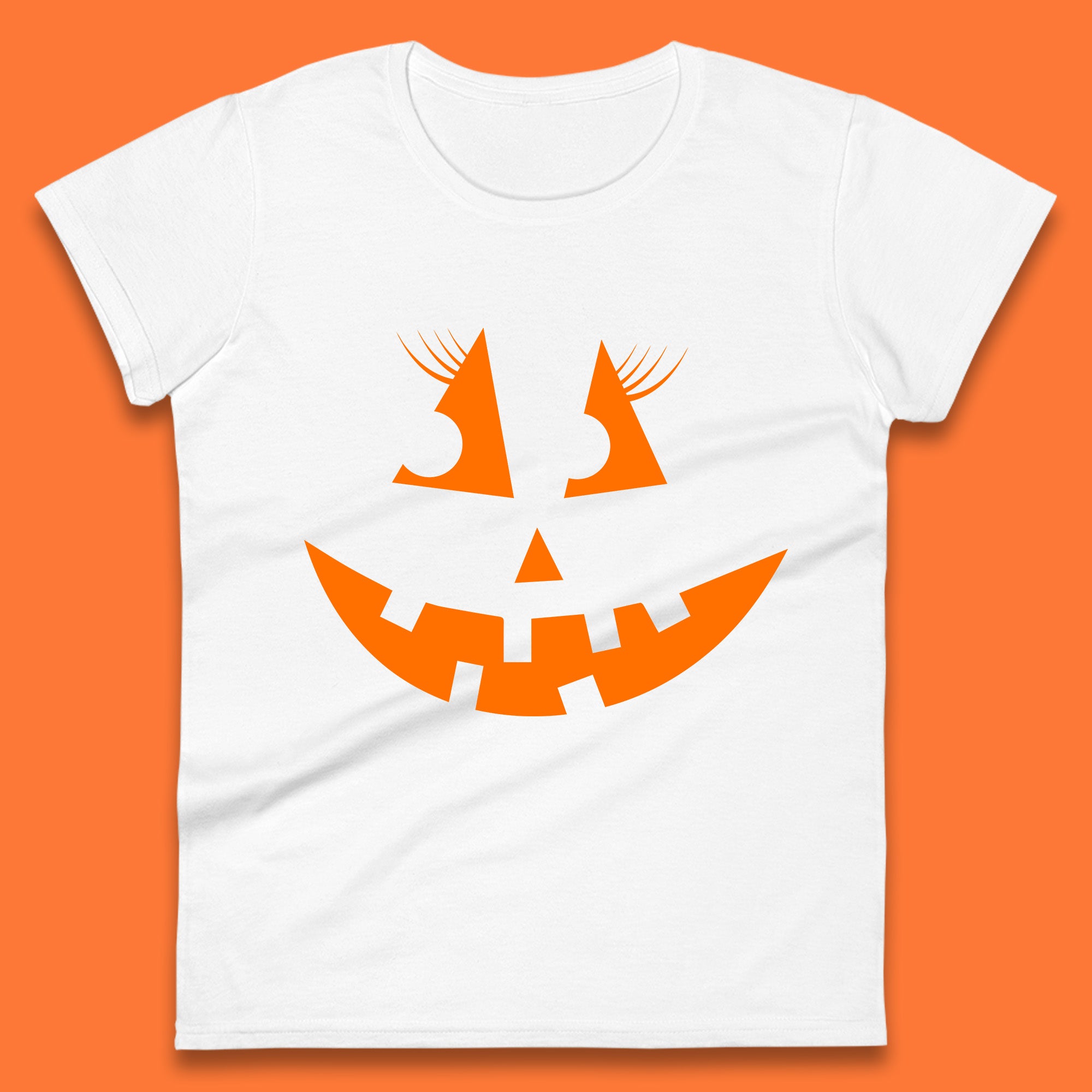 

Halloween Pumpkin Jack-o-lantern Girl Evil Scary Horror Smile Face Womens Tee T Shirt Mens Tops Unisex Top L