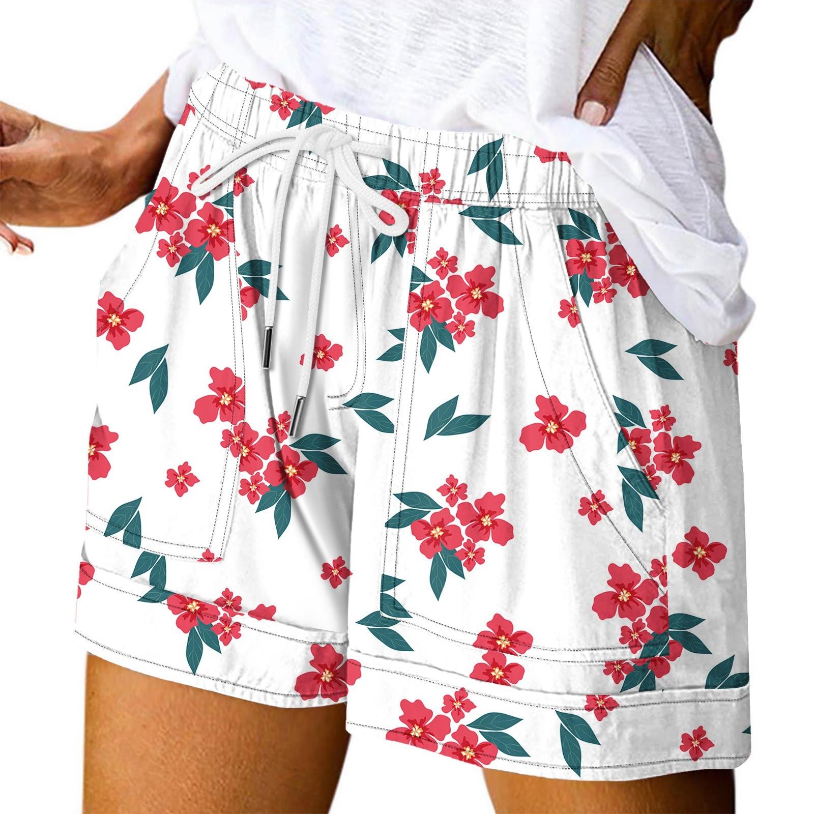 

Женские повседневные летние эластичные пляжные шорты с принтом повседневные шорты XL арбуз красный