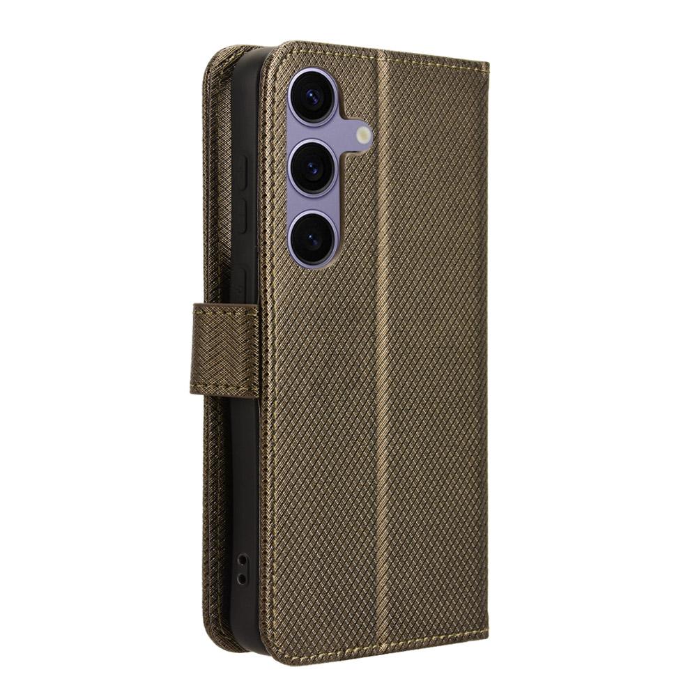 For Samsung Galaxy S25 Case PU Leather Diamond Texture Wallet Phone Cover
