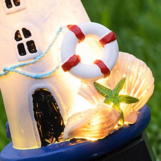 Solar Lighthouse Lawn Light, Outdoor Garden Lighthouse Statue Solar Light, Waterproof Solar Pathway Light for Patio Lawn Yard