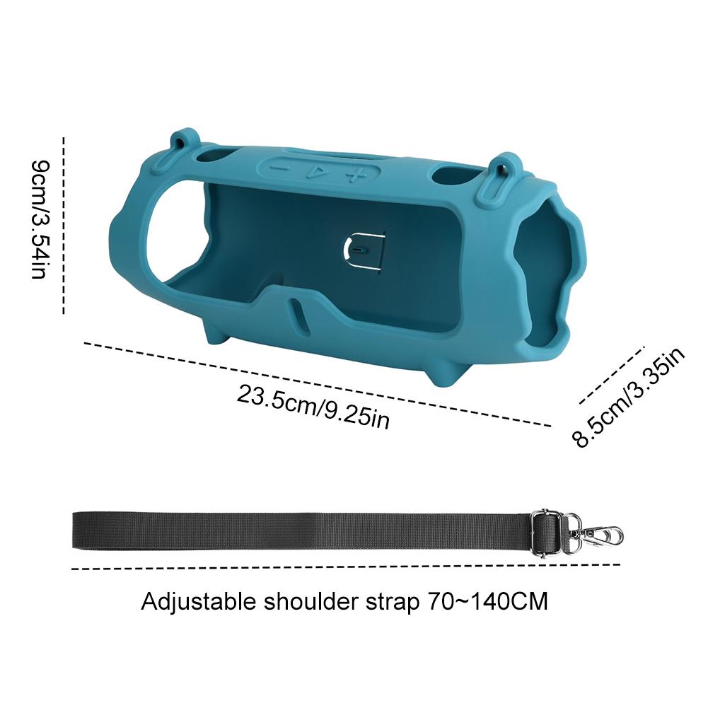 Silicone Case with Shoulder Strap Portable Travel Soft Cover Silicone Protective Cover Shell for JBL Charge 6 Speaker