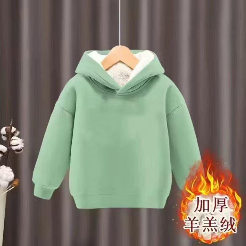 Jungen Fleece gefütterter Hoodie Herbst Winter Verdickt Warm Langarm Pullover für große Kinder