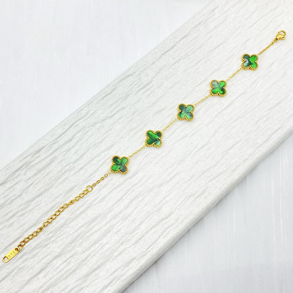 

Браслет из высококачественной нержавеющей титановой стали 13 мм в виде четырехлистного клевера для женщин, модный браслет высокого класса