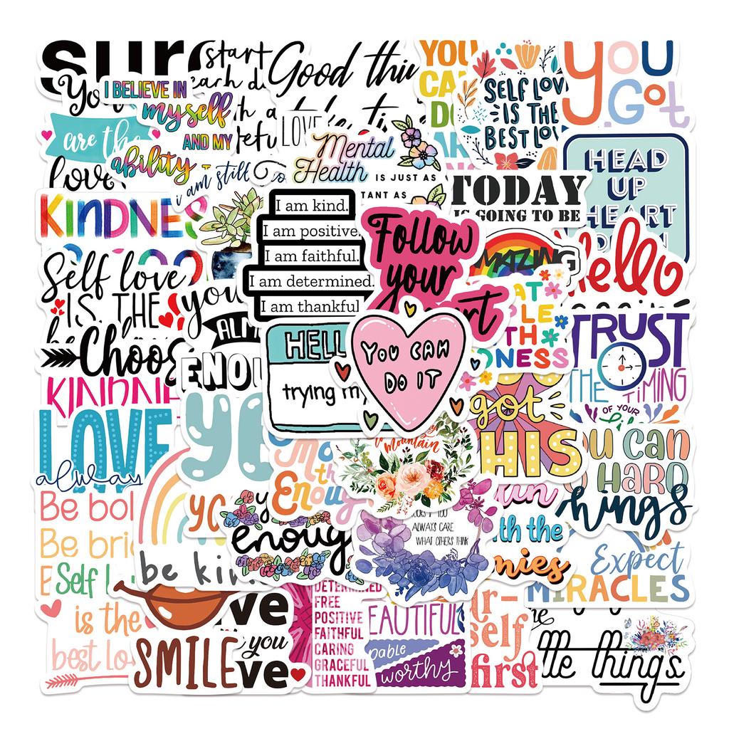 52 Popular Inspirational English Graffiti Stickers Decorate Suitcase Notebook Waterproof Stickers