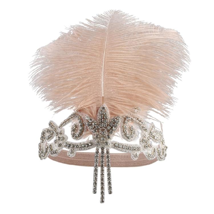 Rhinestones Embellished Headpiece User Friendly Feather Headdress 1920s Hair Band For Themed Parties Everyday