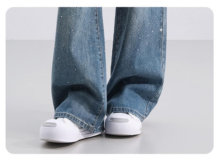 Full Sky Diamond Rhinestone Wide Leg Sparkle High Waist Slimming Jeans