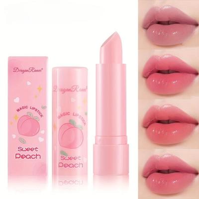 Lippenbalsam mit Pfirsichfarbwechsel, lang anhaltender, temperaturempfindlicher Lippenstift, wasserfest, feuchtigkeitsspendend, reparierend, gegen Trockenheit und rissige Lippen.