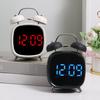 Small Digital Alarm Clock with LED Display Large Screen Snooze Function Adjustable Battery Powered Desk Clock