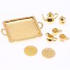 8 Pieces Dollhouse Accessory Compact Alloy Miniature Tea-Service Set Collectible