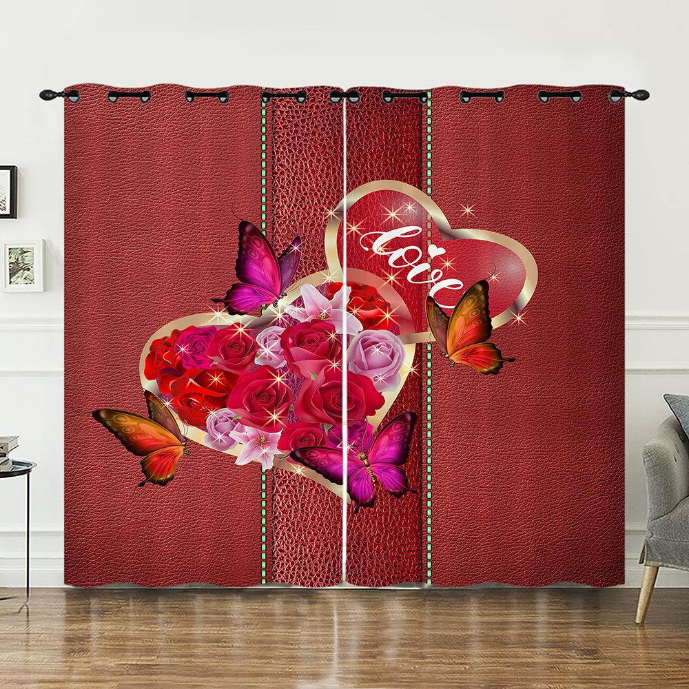 Curtains Animal Butterfly Dark Wind Flower Curtains Bedroom Living Room Blackout Curtain Perforated