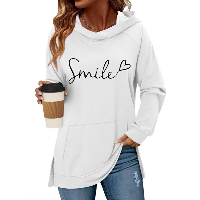 Women S Classic Valentine Letter Print Raglan Sleeve Pocket Hoodie Pullover