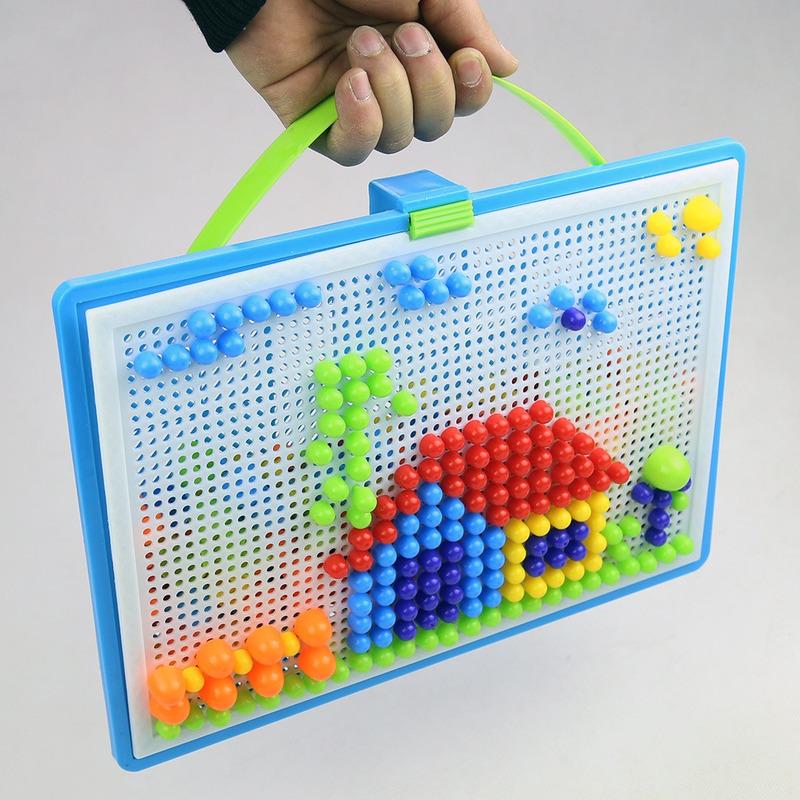 296 Pieces/Set Box-packed Grain Mushroom Nail Beads Intelligent 3D Puzzle Games Children Toys