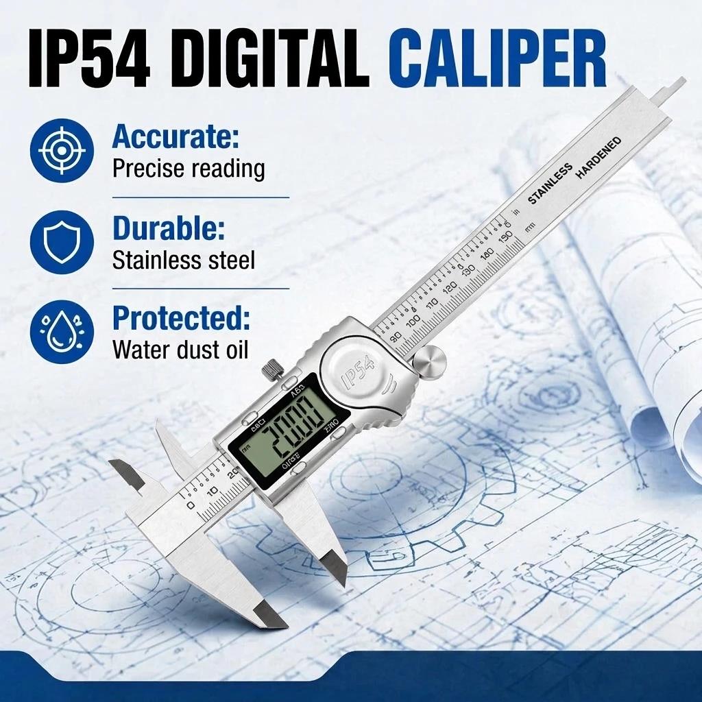 Digital Vernier Caliper IP54 Waterproof Metal Caliper 150mm/200mm/300mm Measuring Tools 0-150 mm