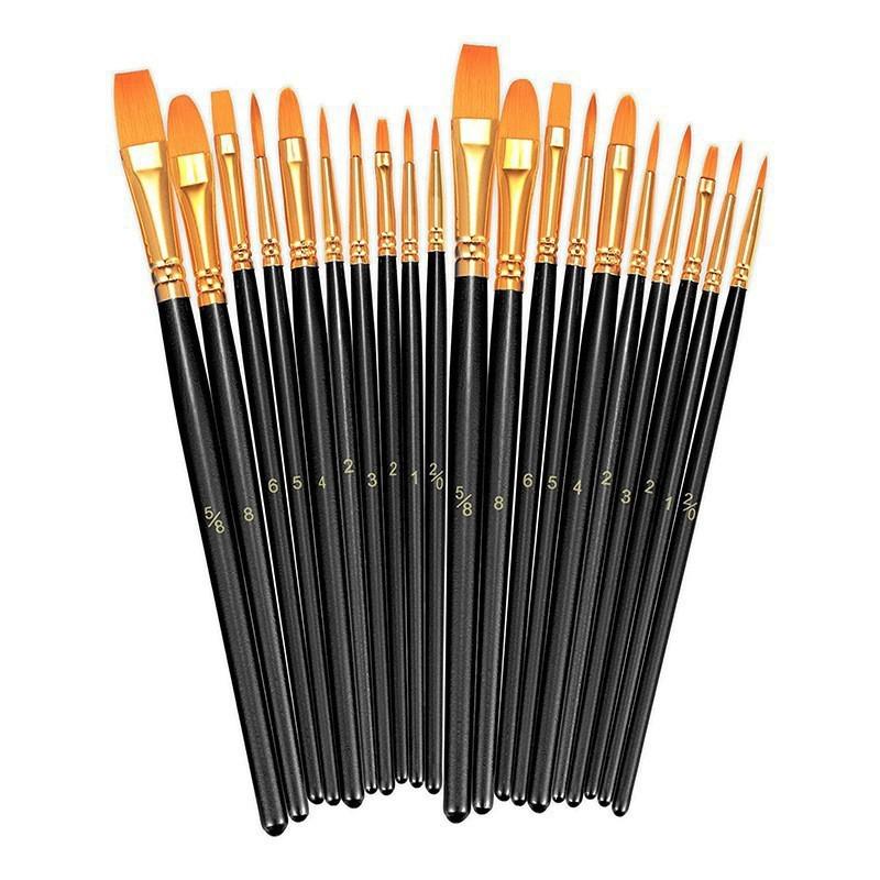 10-Piece Children's Paint Brush Set: Blue Handle Nylon Brushes for Acrylic, Watercolor, and Oil Painting