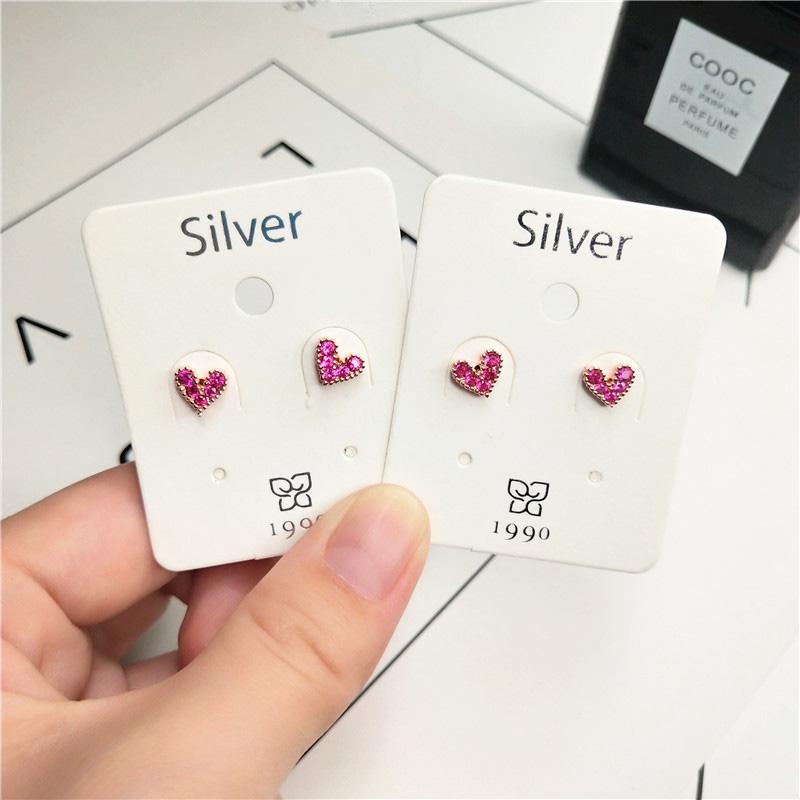 Women Fashion Pink Zircon Love Shape Delicate Earrings