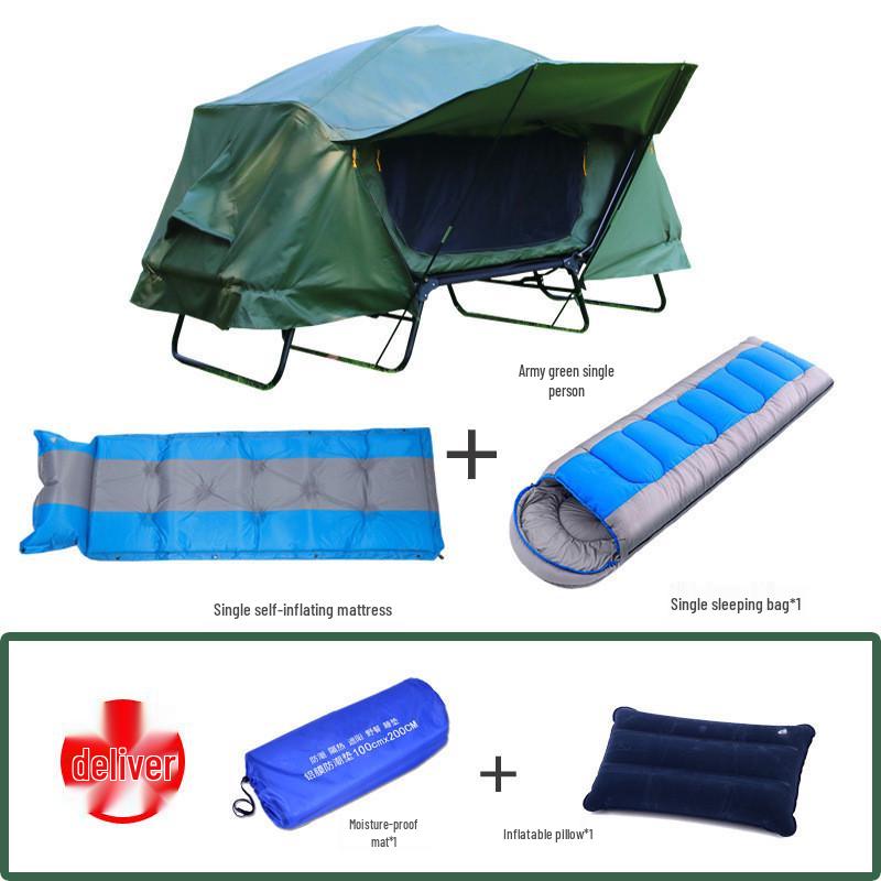 Double Layer Stormproof Outdoor Tent for Two - Rainproof, Thickened, Off-Ground, Perfect for Camping, Cold Weather, and Fishing