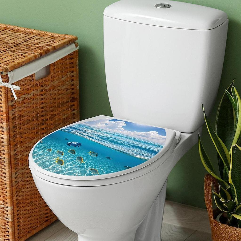 Toilet Seat Decal Sticker Bathroom Stickers Ocean Wall Decals DIY Adhesives for Home Decoration PVC