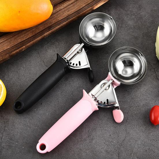 Ice Cream Scoop with Press Release, Stainless Steel Melon Baller, Non Stick Fruit Scoop for Watermelon, Kitchen Tool