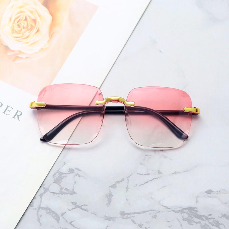 Trendy Large Square Rimless Sunglasses - Women's Street Style Fashion