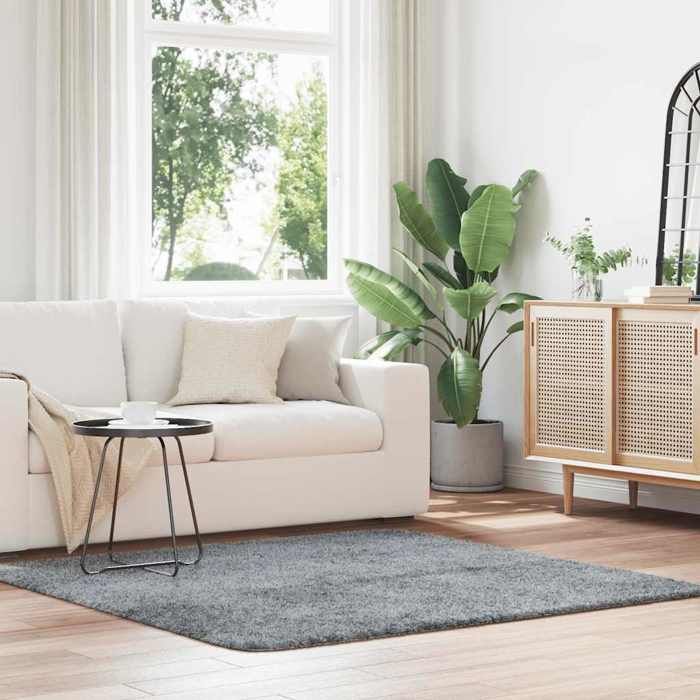 VidaXL Shaggy Rug with Long Pile Light Grey 160x160 Cm Polyester, Rug, Bedroom Rug, Modern Rug, Living Room Rug, 4102874