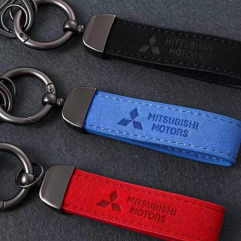 3 Colors Car Keychain luxury Leather Key Chain Car Keychain Keyrings Holder Keychain Buckle Car Accessories For Mitsubishi black