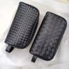Pelle Vera Intrecciata a Mano da Uomo Portatile Strato Superiore Pelle di Mucca Cerata alla Moda Borsa da Bucato Cosmetico da Donna