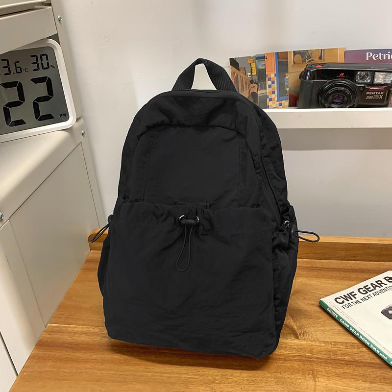 Solid Color Pleated Backpack Men's Lightweight Travel Small Backpack Women's School Bag