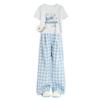 Pantalon à Carreaux Pour Filles Nouveau Pantalon Décontracté d'Été Coupe Ample Vêtements Pour Enfants Style Décontracté Ensemble de Pantalons Larges
