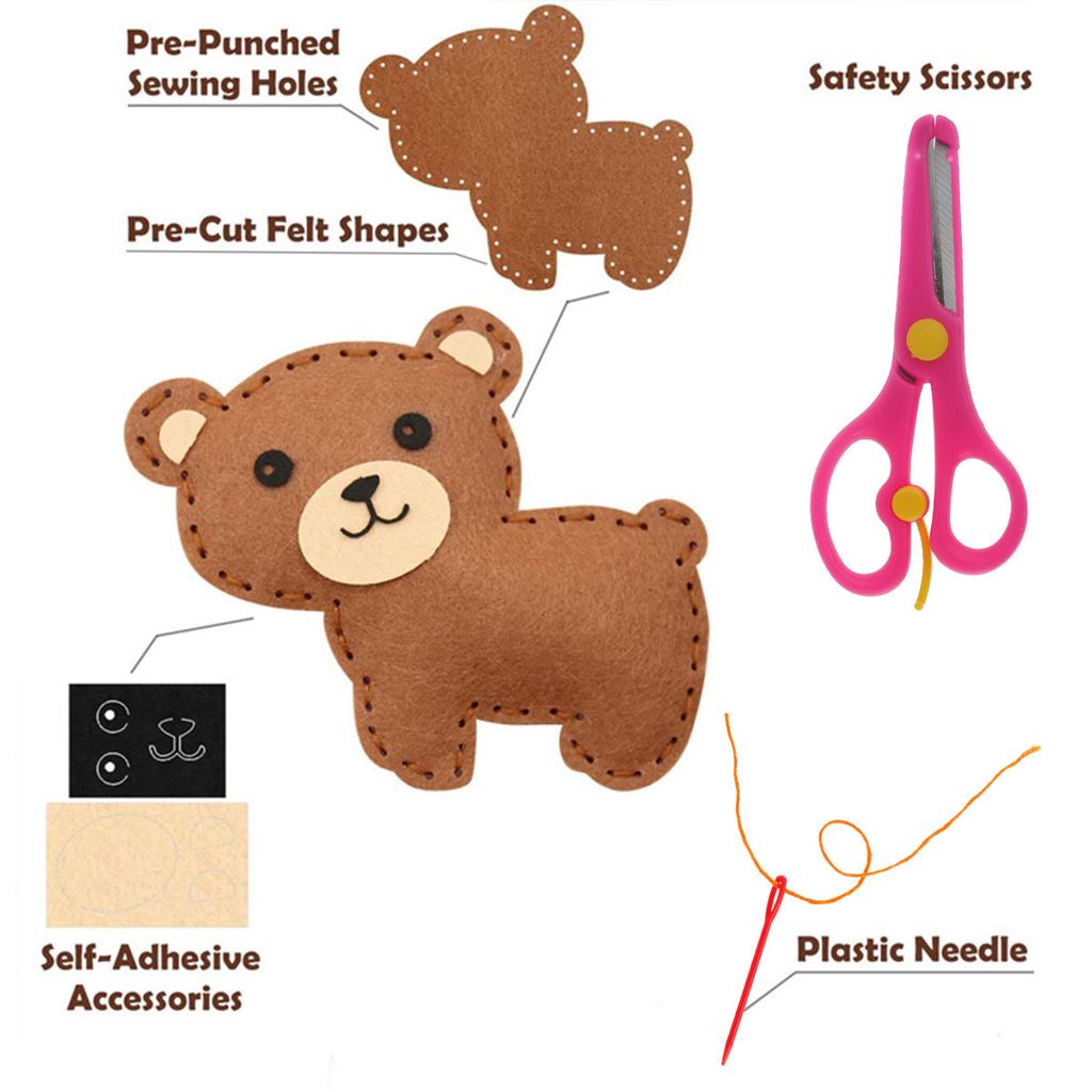 Felt Animals Sewing Kit Kids  Educational Animal Sewing Felt Toy Craft DIY Sewing Felt Plush Animals for Beginners Educational