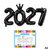 16 Inch Multicolor 2027 Number Balloons Crown Foil Inflatable for New Year Birthday Party Decoration