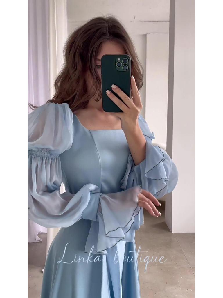 Europäisches und Amerikanisches Damen 2024 Herbst Französischer Mori-Stil Überknie-Kleid