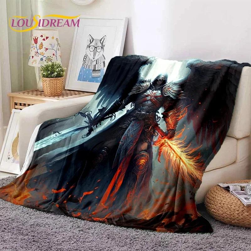 Chevalier Templier Croisé Dessin Animé Couverture Douce en Flanelle pour Lits Chambre Canapé Pique-nique, Couverture Jetée pour Couvrir Cadeau Extérieur