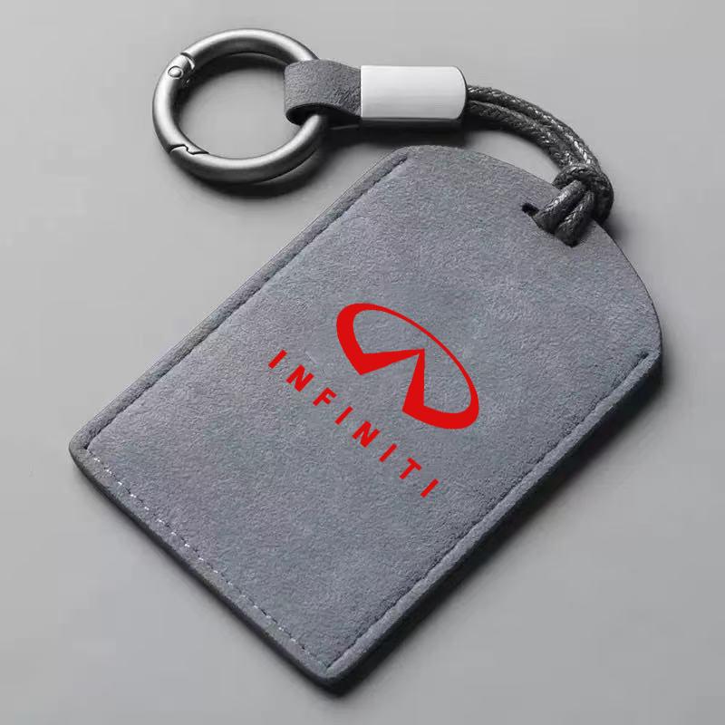 Suede Leather Car NFC Card Key Cover Fob Case Protector Holder Shell Auto Keychain For Infiniti Q50 G37 QX70 FX35 Q60 Q30 QX60 xs2