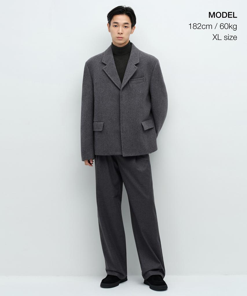 Musinsa Standard Wool Blend Melton Oversized Short Blazer [Medium Grey]