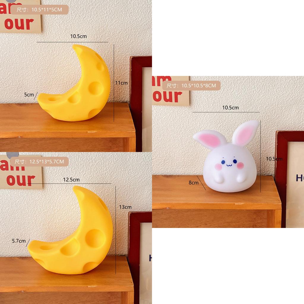 Cute Cartoon Rabbit Moon Night Light Student Bedroom Bedside Decoration Table Lamp Atmosphere Light