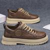 thick-soled tooling leather shoes men's casual shoes low-top Martin boots leather surface waterproof breathable board shoes sports men's shoes