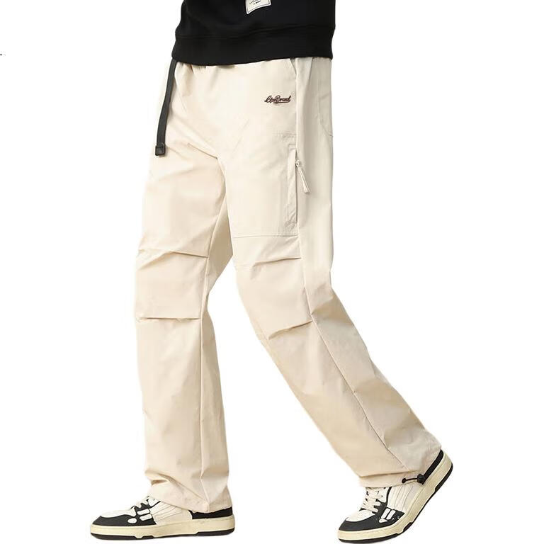 CLOR American-Style Cargo Pants for Men, Spring And Summer Trendy Straight-Leg Trousers, Loose-Fitting Casual Pants, CL11 Khaki S