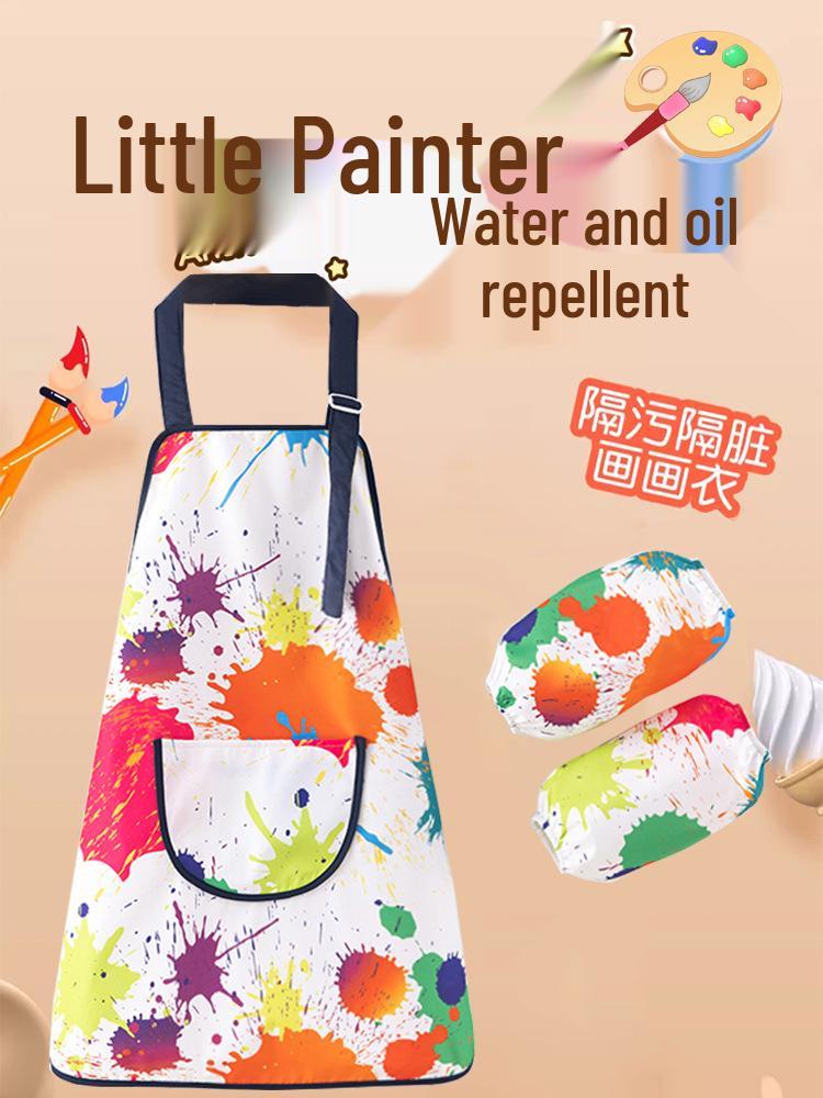 

Детский водонепроницаемый фартук для рисования и фартук, надеваемый задом наперед Size 16 (2-4 years)